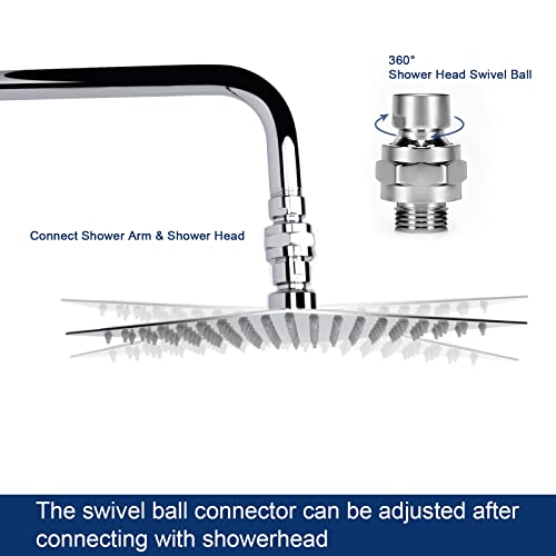 NearMoon Shower Head Swivel Ball Adapter - Solid Brass Shower Connector Ball Joint Adjustable Universal Shower Arm Extension Component (Chrome Finish) - color: Chrome Finish