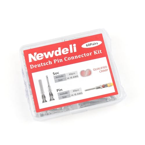 Newdeli 60 Pairs Deutsch Connector Pins and Sockets Stamped Contacts Size 16 Open Barrel Pin Connector Kit for 14-18AWG Wire - Male Pin Connectors 1060-16-0122 & Female Socket Contacts 1062-16-0122 - size: 60 Pairs - Size 16