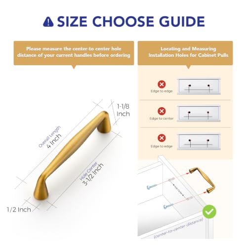 Ravinte Brushed Brass Cabinet Handles Solid Handles,3-1/2 Inch,5 Pack - color: Brushed Brass, size: 3-1/2 Inches Hole Center