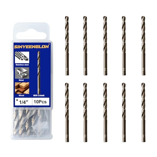 1/4 inch Cobalt Drill Bit for Hard Metal and Steel (10Pcs) - size: 1/4 in (10 pcs)