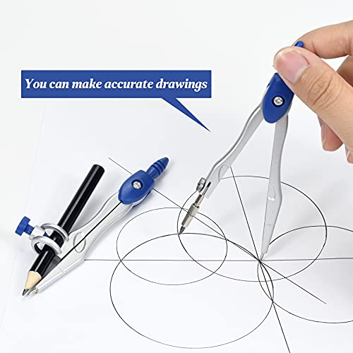 Unjoo Geometry Set 10 Pcs, Compass and Protractor for Students(Navy Blue) - color: Navy Blue