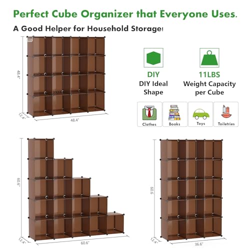 C&AHOME 16 Cube Storage Organizer Cube Shelves Units Storage Cubes, Brown - color: Brown