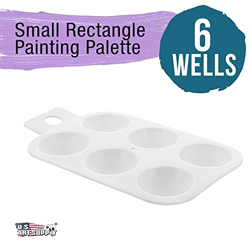 U.S. Art Supply 6-Well Plastic Rectangular Artist Painting Palette