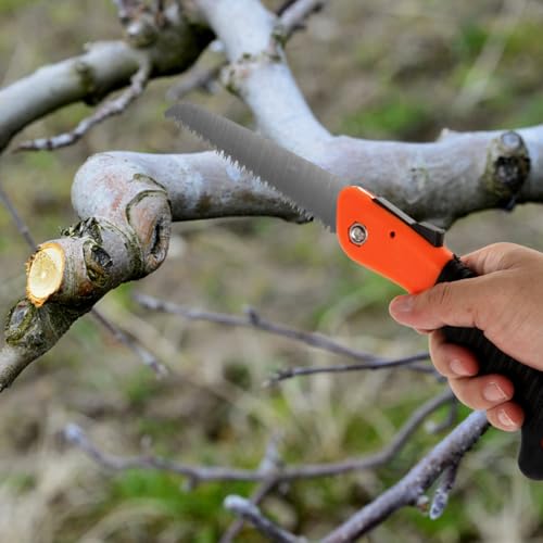 ibasenice Folding Hand Saw for Tree Cutting Pulling Pruning Saw for Gardening and Camping 14.96in Blade with 3-Sided Grinding Teeth for Firewood Woodworking and Landscaping