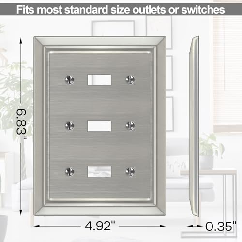 Metal Wall Plate for Electrical Outlets, Applicable to Triple Toggle - size: Triple Toggle