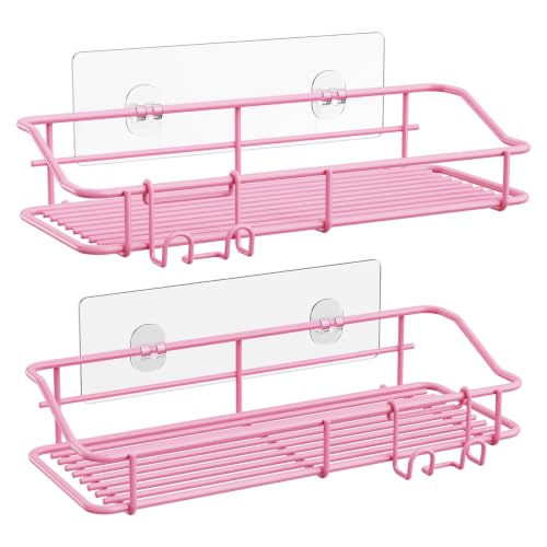Nieifi Shower Caddy Adhesive, Shower Shelves, Shampoo Holder for Bathroom - color: Pink, size: 2 Pack