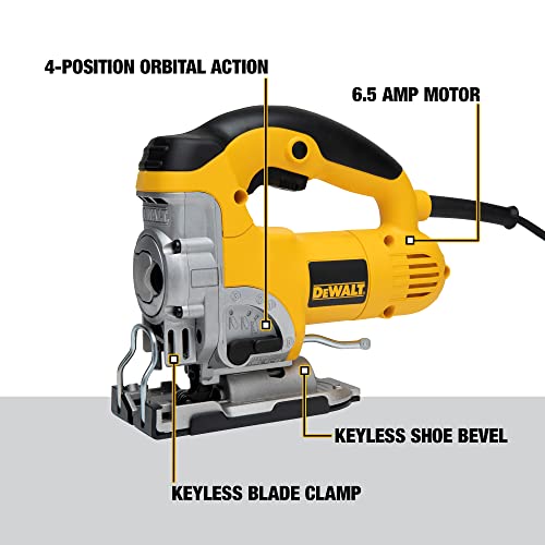 DEWALT DW331KR Heavy-Duty 6.5 Amp Top Handle Jig Saw (Renewed)