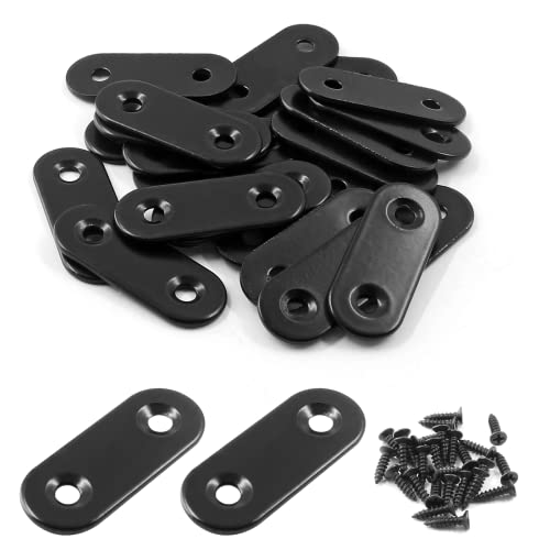 Jiozermi 24 Pcs Straight Brace 1.6" x 0.6", Stainless Steel Black - size: Black, 1.6” x 0.6”, 24 Pcs
