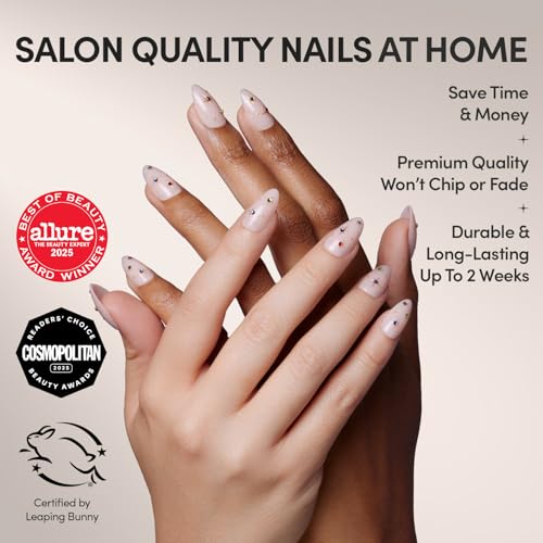Glamnetic Press On Nails - Short Almond, Glossy Fake Nails 30 Pc Full Kit - color: 3L - North Star