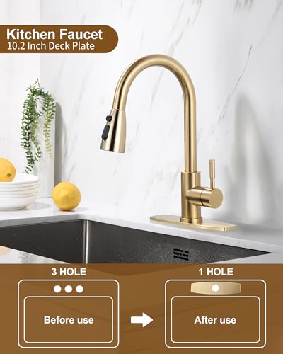 ARCORA 10.2 Inch Faucet Plate Sink Hole Cover Escutcheon - color: Brushed Gold