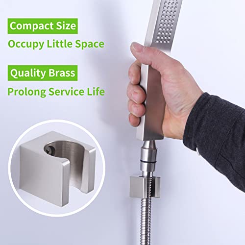 Angle Simple Shower Head Holder for Wall, Solid Brass, Brushed Nickel - color: Brushed Nickel