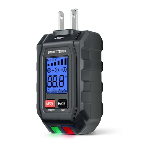 LSENLTY Outlet Tester with GFCI Tester, 2-in-1 Outlet Tester with Non-Contact Voltage, GFCI Tester, Loop Resistance & Polarity Detection, Suitable for Home DIYer, Electrician, Father Gifts