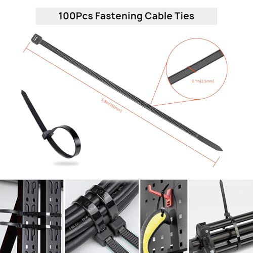 Cable Management Kit - 4 Cable Sleeve, 28 Self Adhesive Cable Clips, 29 Cord Holders, 10+2 Roll Cable Organizer Straps and 100 Fastening Cable Ties for TV Computer Under Desk (Black)