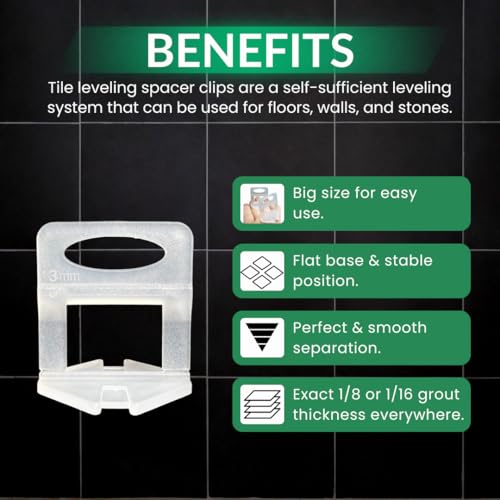 KMS 6000 Tile Spacers 1/8" – Tile Spacer Leveling System for Professional Tile Installation, Consistent Gap Tile Leveling Spacers - color: 6000 Tile Spacers 1/8"