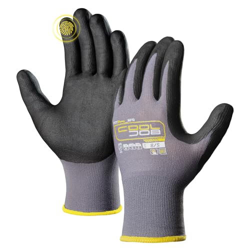 COOLJOB 12 Pairs Safety Work Gloves, Microfoam Nitrile Rubber Coated - size: Small, style: 12 Pairs
