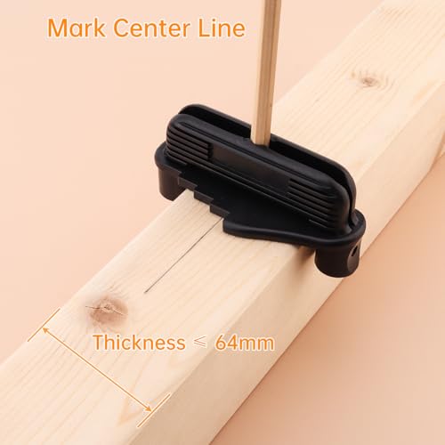 Center Scriber, Multifunction Magnetic Center Finder Tool, Woodworking Offset Marking Gauge for Carpentry with Hexagonal Pencil, Pencil Sharpener, Magnetic Scriber (Black) - color: Black
