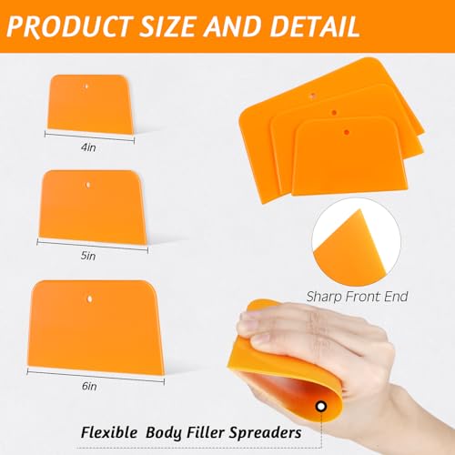Frienda 6 Pcs Body Filler Spreaders Plastic Auto Putty,3 Sizes - size: 3 Sizes