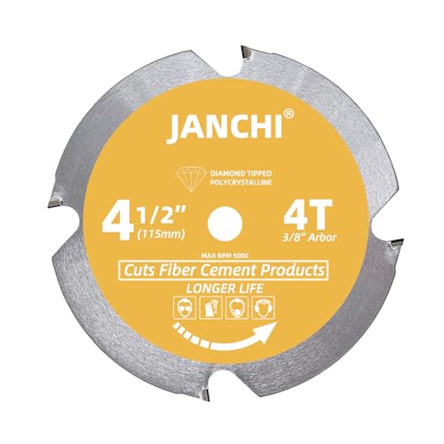 4-1/2 Inch 4T PCD Tip Hardie Fiber Cement Circular Saw Blade with 3/8-Inch Arbor, Polycrystalline Diamond Tipped Teeth Saw Blade for Laminate Flooring - size: 4-1/2" 4T