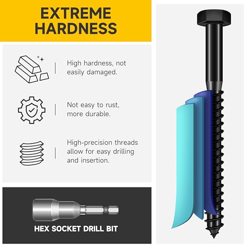 MYWISH (10Sets) 3/8" x 2" Hex Head Lag Bolts, Heavy Duty Lag Screws with Washers, 304 Stainless Steel Bolts 18-8, Lag Screws Wood Screws, Partial Thread Black Oxide, 3/8 Bolt - size: 3/8 x 2" (10 set)
