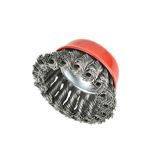 AAIN 8PCS 3Inch Twisted Knotted Wheel Cup Brush Set, 0.020" Wire Brushes - size: 8 pack, style: 3 Inch Knotted Cup Brush