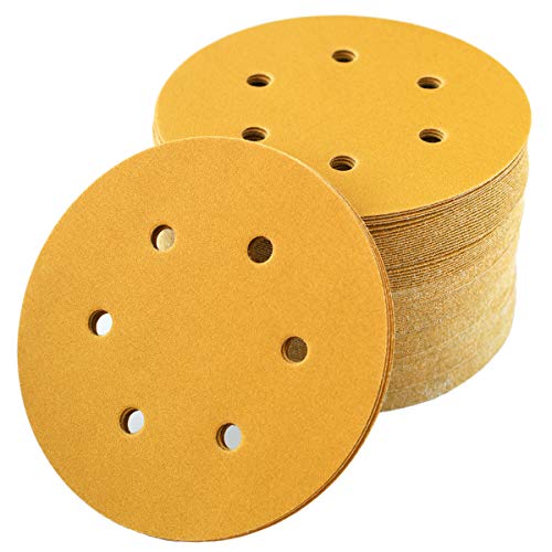 6-Inch 6-Hole Hook and Loop Gold Sanding Discs 220-Grit, 100-Pack - style: 220 Grit