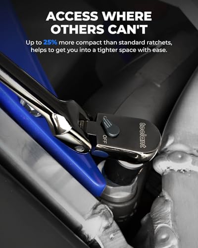 toolant 3/8" Drive Flex Head Ratchet Wrenches with Blue Rubber Handle, 90 Tooth Compact Flex Head Socket Ratchet Wrench, 12 Inch Length - size: 3/8"-12inch(Blue Handle), style: Flex-head Ratchet