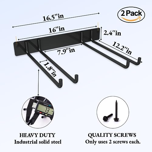 MOOMSINE Folding Chair Storage Rack for Garage, 2-Pack Heavy Duty Wall Mount Garden Tool Organizer, Utility Hooks for Lawn, Beach & Camping Chairs, Max Load 240 lbs - size: 16.5 Inch（2 Pack）