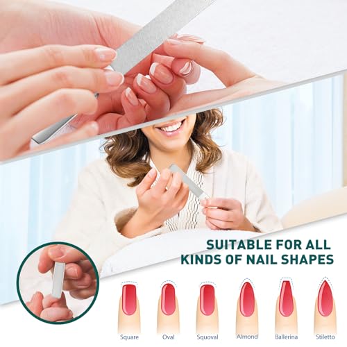 Glass & Stainless Steel Nail File, for Natural Nails, Leather Case
