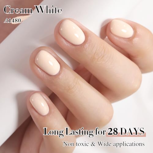 Double Rhythm 15ML Gel Polish Pure Sheer Same Color Same Bottle Soak Off Gel Polish Art Manicure Salon DIY at Home for Women (Cream White-A1480) - color: Cream White