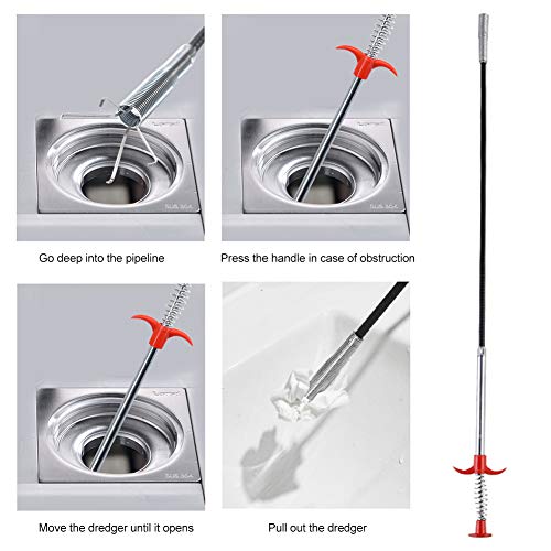 Plumbing Grabber, Flexible Grabber Claw Reacher Tool With 4 Claws Extendable Drain Clog Remove Tool Bendable Hose Pickup Reaching Assist Tool for Litter Pick Home Sink Drains Toilet(Size:0.57m)