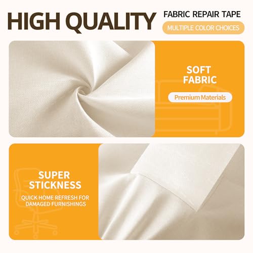 Fabric Repair Tape, 4" x 80" Self-Adhesive Linen Repair Tape Patch Kit - color: Pale Yellow, size: 4" x 80"