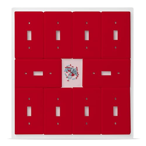Bates- Light Switch Plates, 10 Pack, Red, Light Switch Cover Plate, Single Switch Plate Cover - color: Red, size: 10 Pack, Standard-Size