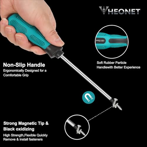 Stocking Stuffers for Men: 6-Piece Magnetic Screwdriver Set with 4-in-1 Keychain Tool | Includes Phillips & Flat Head | Non-Slip Grip for DIY & Home Repair | Practical Gift (Green & Black) - color: Green/Black
