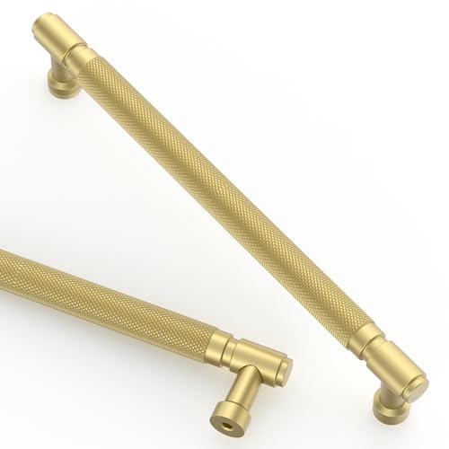 Asidrama 10 Pack 7.5 Inch(192mm) Brushed Gold Cabinet Pulls Knurled Kitchen Cabinet Handles, Cabinet Pulls Kitchen Cabinet Hardware for Cupboard Drawer Pulls - color: Brushed Gold, size: 7.5" Hole Center, style: 10 Pack