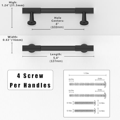 10 Pack Matte Black Cabinet Pulls 4 Inch(102mm) Kitchen Cabinet Handles Solid Zinc Alloy Cabinet Hardware Drawer Pulls - color: Matte Black, size: 4" Hole Center