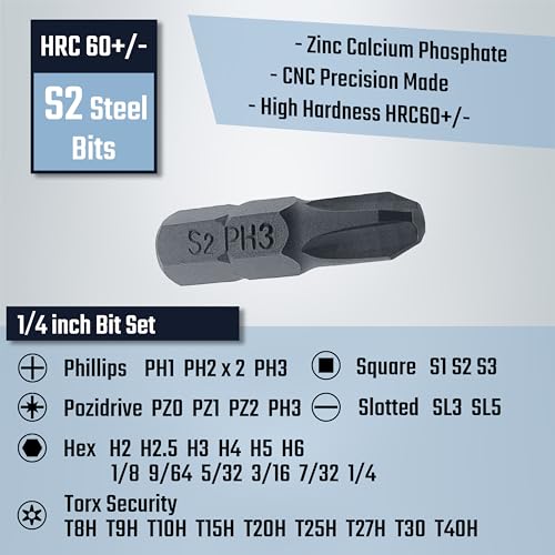 64 in 1 Gearless Ratchet Screwdriver Bit Set, Ultra Smooth Operation, Flat Handle for Tight Spots and High Torque, Magnetic Assembly, 58pcs 1/4 inch and 4mm S2 Steel Bits for Versatile Use