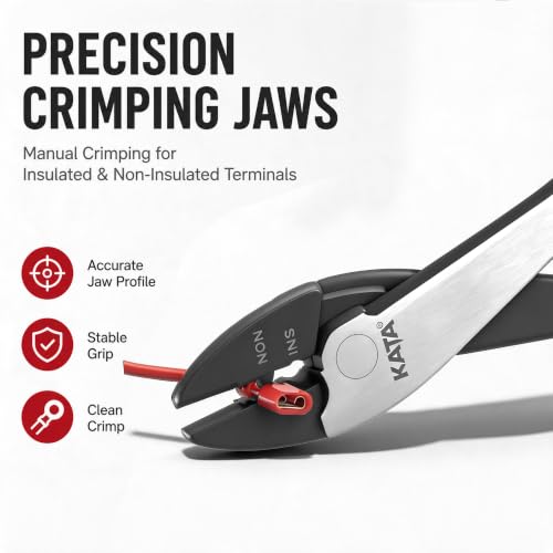 KATA 9.5" Wire Crimpers/Cutter Tool, 10-22 AWG Terminal Crimping Pliers - color: Red