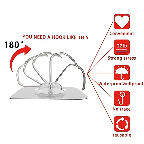 Latoxcaa Heavy Duty Adhesive Wall Hooks - Strong & Transparent, Hold up to 22lb, Waterproof & Reusable, Ideal for Kitchen, Bathroom, and Office (10 Pack) - size: 10 Medium Hooks