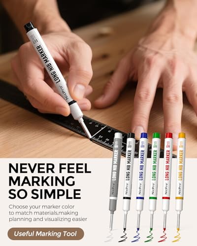 Nicpro 42Pack Carpenter Pencil with Sharpener, Mechanical Carpenter Pencils Set with Deep Hole Long Nib Marker Pen, Carbide Scribe Tool & Construction Pencil for Architect Woodworking-With Canvas Case - size: 42 Pack