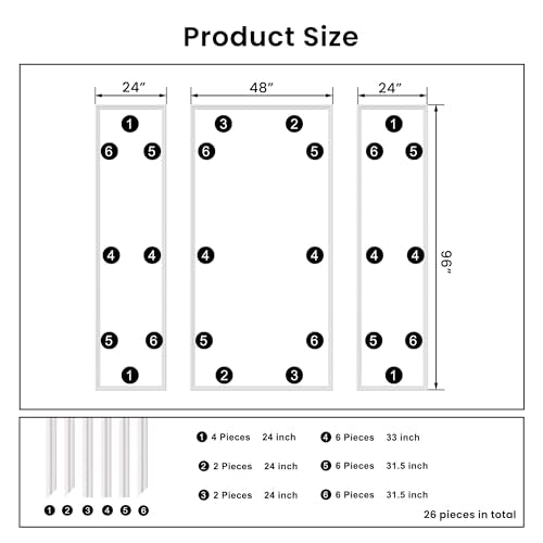 SMARTSTANDARD Precut Wall Molding Kit, Ready to Assemble, 3 Frames, Style1 - color: White: 3 Frames, Style1