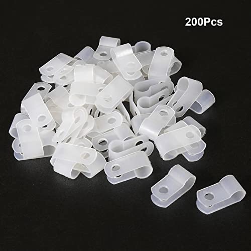 200Pcs White Nylon R-Type Cable Clamps, 3/16" Wire Clips - size: 3/16 INCH 200PCS R-Type