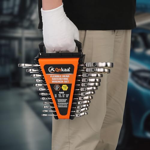 Qnkaa Qnkaa12pcs Flexible Ratchet Wrenches Set SAE 1/4” to 7/8“ - style: SAE 12pcs