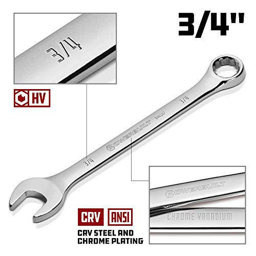 Powerbuilt 3/4-Inch SAE Combination Wrench, 12 Point Double Ended Box and Open End, 15 Degree Offset Polished - 644147 - size: 3/4"