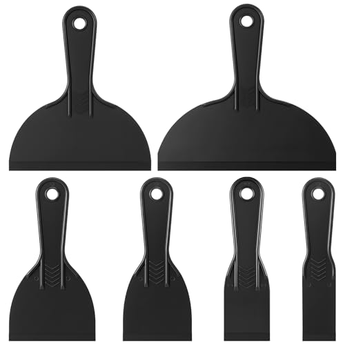 6 Pack Plastic Putty Knife Set, 6 Assorted Sizes 1.5" 2" 3" 4" 6" 8" Flexible Plastic Scraper Tools for Spackling, Drywall Repair, Patching, Caulking & Wallpaper Removal