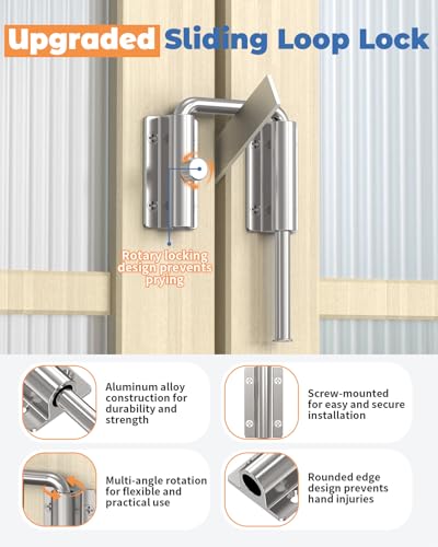 Sliding Door Loop Lock, Security U-Bolt Locks, Silver - color: Silver-1PC