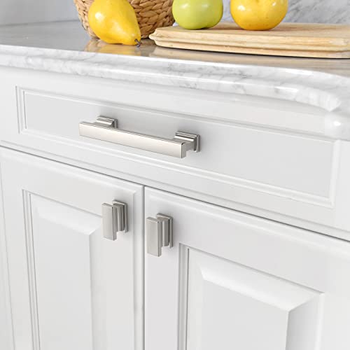 Amerdeco 10 Pack Brushed Satin Nickel Cabinet Pulls 3-3/4" - color: Brushed Satin Nickel, size: 3.75" hole center