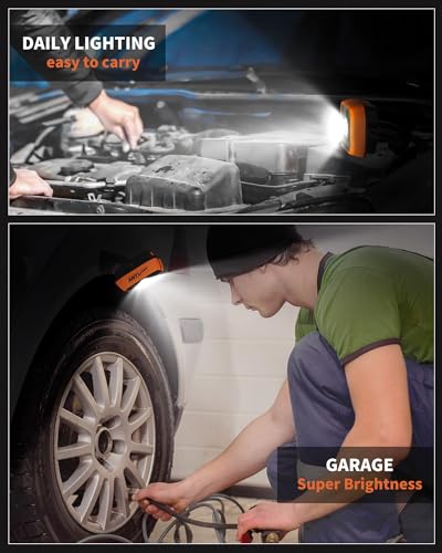 Work Light, Magnetic Rechargeable Light with 4 Modes, 150°Rotation - color: Orangey