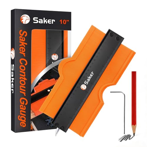Saker Contour Gauge Profile Tool with Adjustable Lock 10 Inch Orange | Gifts for Men Women Father Dad Boyfriend Husband,Precisely Copy Irregular Shape Duplicator,Cool Gadgets for Woodworking - style: 10 INCH
