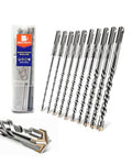 SDS Plus Carbide Cross Tip Concrete Drill Bit - 3/16"*2/1/4"*3/5/16"*2/3/8"*2/1/2" SDS-Plus Hammer Drill Set for Concrete, Brick, Stone & Masonry - 6" Length (10-Piece) - size: 3/16"/1/4"/5/16"/3/8"/1/2"x6"
