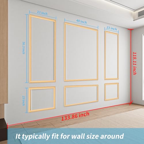 Art3d Pre-Cut Wall Molding Set of 6 pcs, 3 Top 3 Bottom, Oak - color: Oak: Style 1